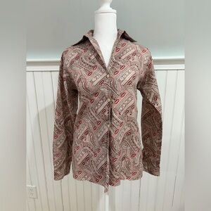 Paisley Long Sleeve Button-Up Blouse